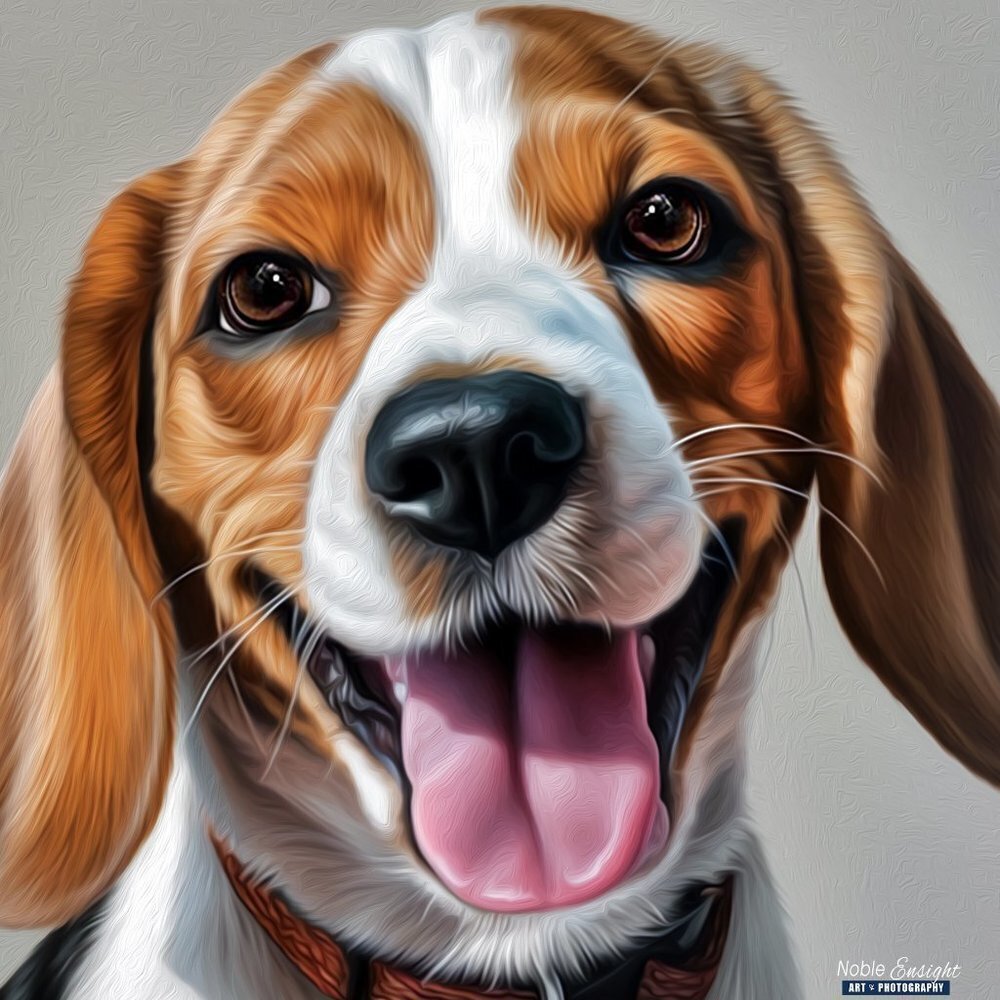 Beagle Puppy Dog Portrait Watercolor Oil Painting Wall‎ Art Print - Picture 6 of 7